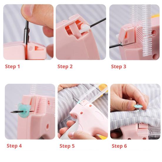 1 zestaw Stitchy Quick Clothing Fixer z 20 broszkami i 100 klamrami w kształcie niedźwiedzia Cienka igła do szycia bezszwowego Kołdra Kołdra Kołdra Mocowanie zapięcia