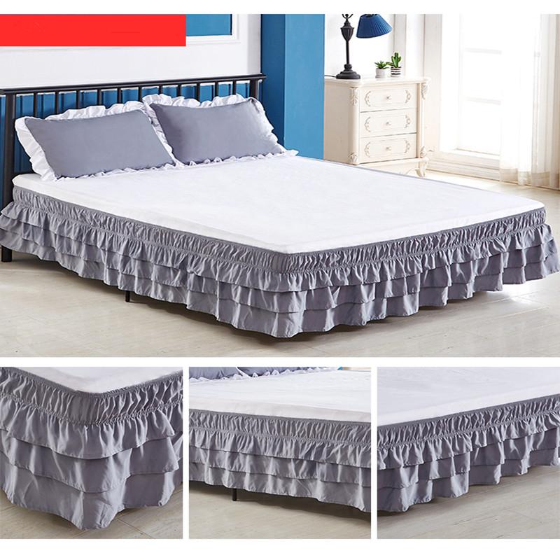 Comfort Luxurious 3 Layers Ruffled Waterfall Style Bed Skirt Unique Dust Tier Design Wrap Around Elastic Easy To Install
