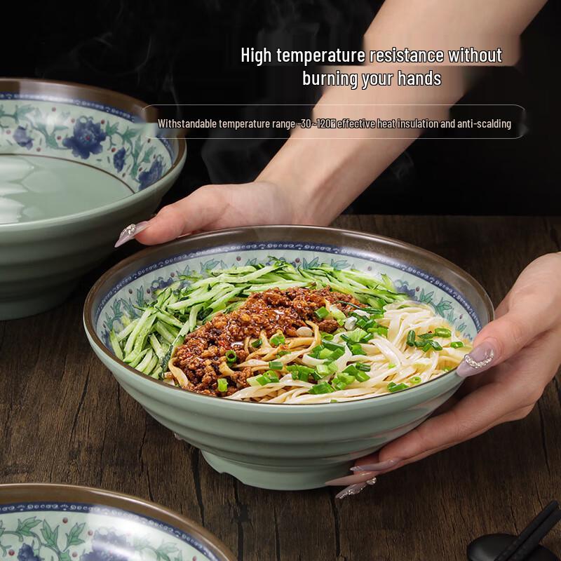 Jingyu Melamine Blue & White Chinese Noodle Bowl