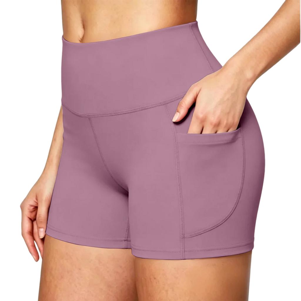 High Waist Butt Lift Tight Fit Workout Shorts with Side Pocket for Women Outdoor Fitness Yoga Running Athletic Activewear