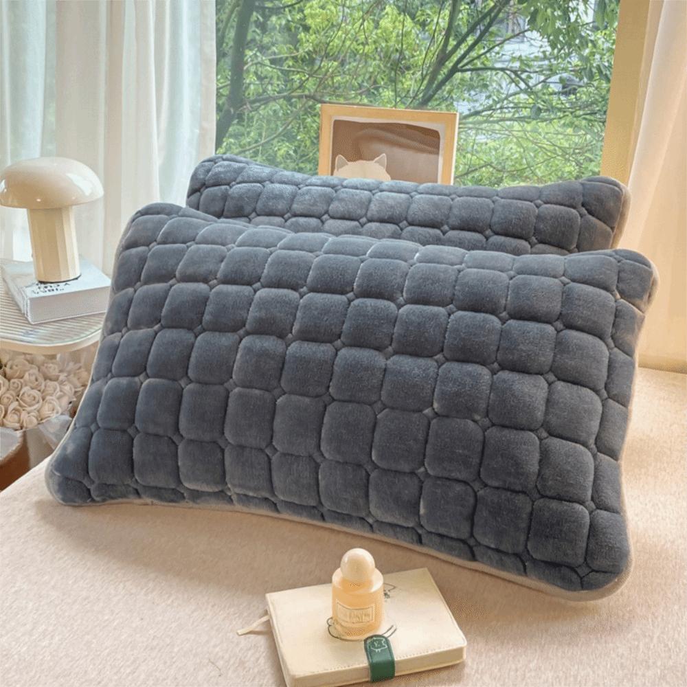 Quilted Grid Milk Velvet Pillowcase Warm Pillow Cover Modern Plaid Pillowcase  Winter