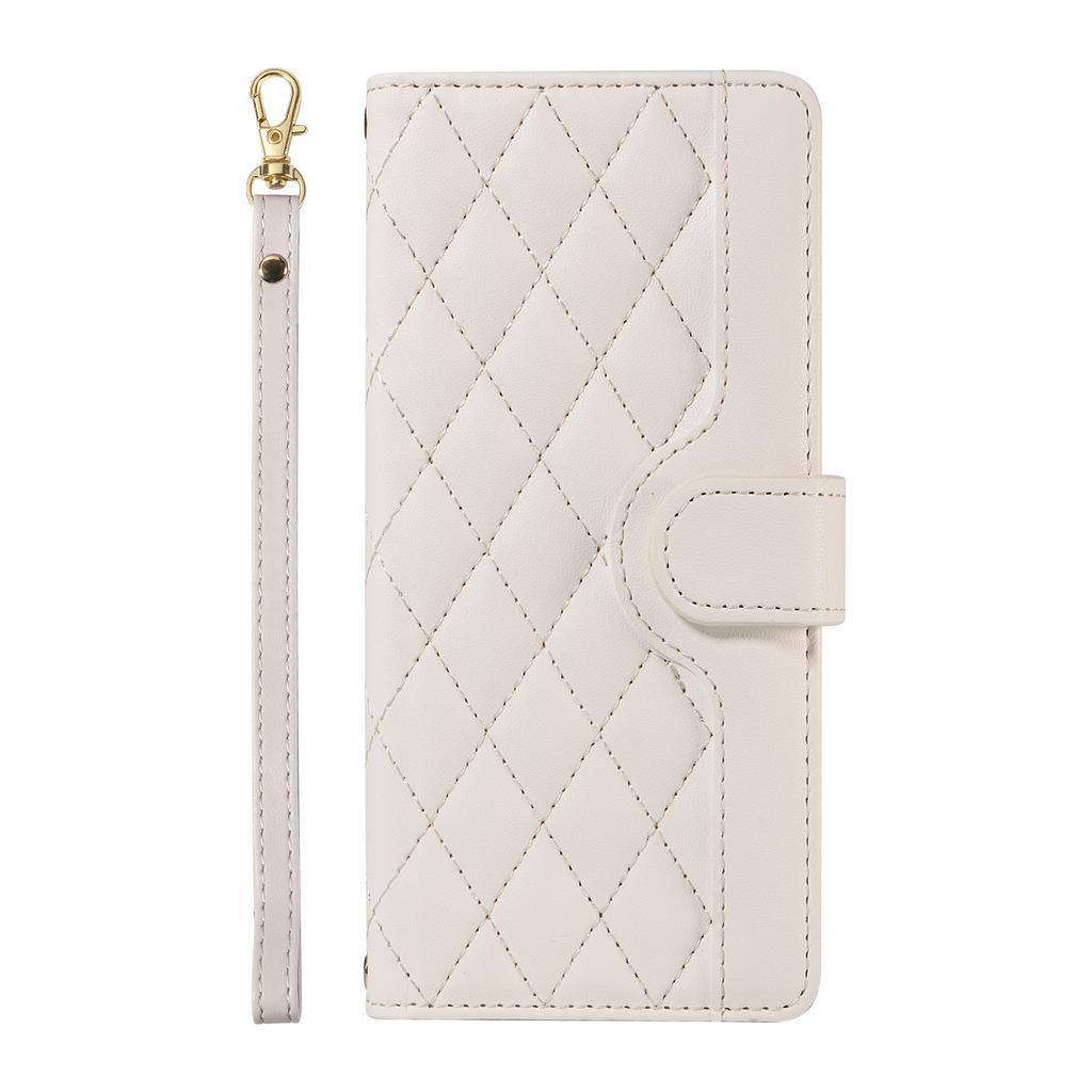 For Samsung Galaxy S25 Ultra Case Wallet Rhombus Leather Phone Cover with Shoulder Strap,Wrist Strap