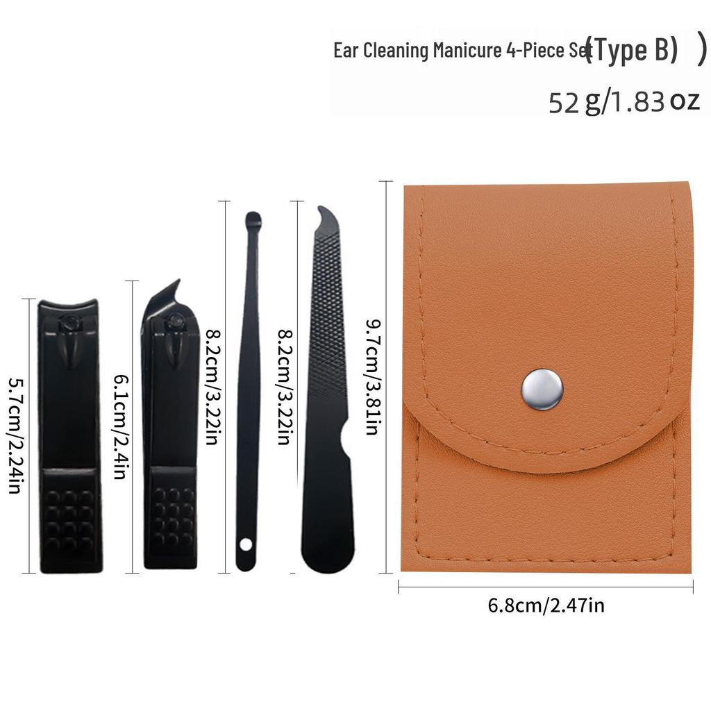 Nail Clipper & Angled File Set with Ear Pick - Manicure Tools for Women