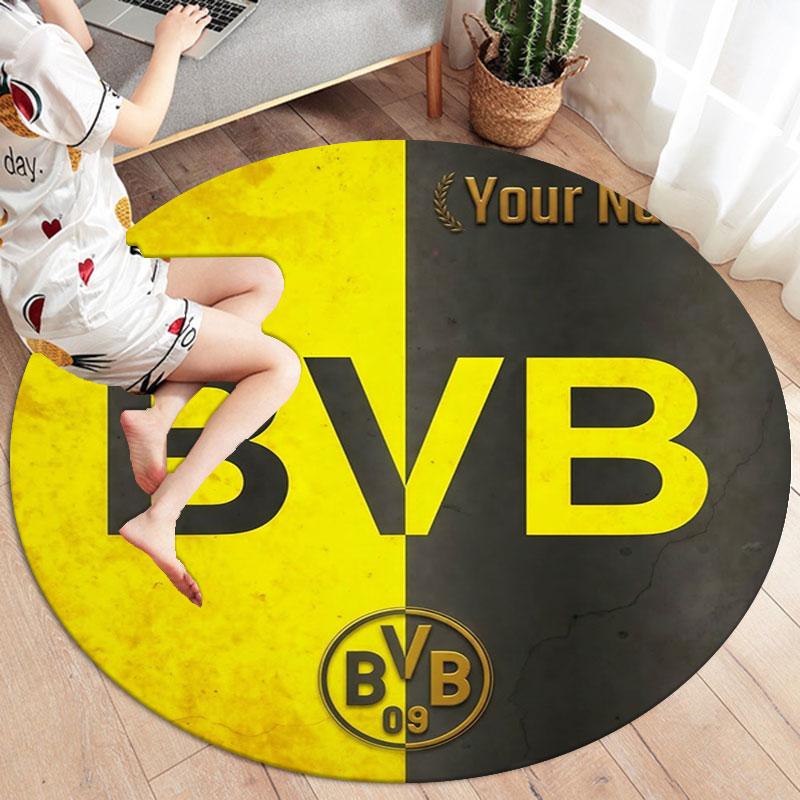 Borussia Custom Name Round Area Rug,Carpet Rug for Living Room Bedroom Sofa Playroom Decor,Non-slip Floor Mat