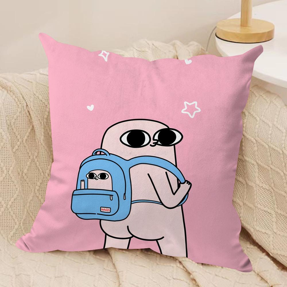 FUNNY Cartoon KKETNIPZ Cushion Cover Silky Short Plush Invisible Zipper Dustproof Sofa Pillow Case for Home Decor
