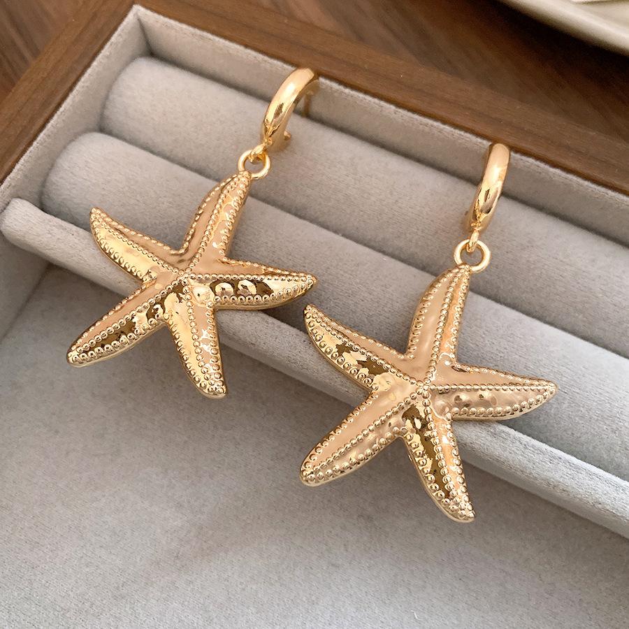 European and American silver needle starfish pendant earrings retro personalized design earrings light luxury high-end earrings