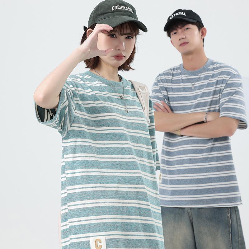 Kunhai Pengyun Men's Striped Short Sleeve Summer Loose Trend Japanese T-shirt