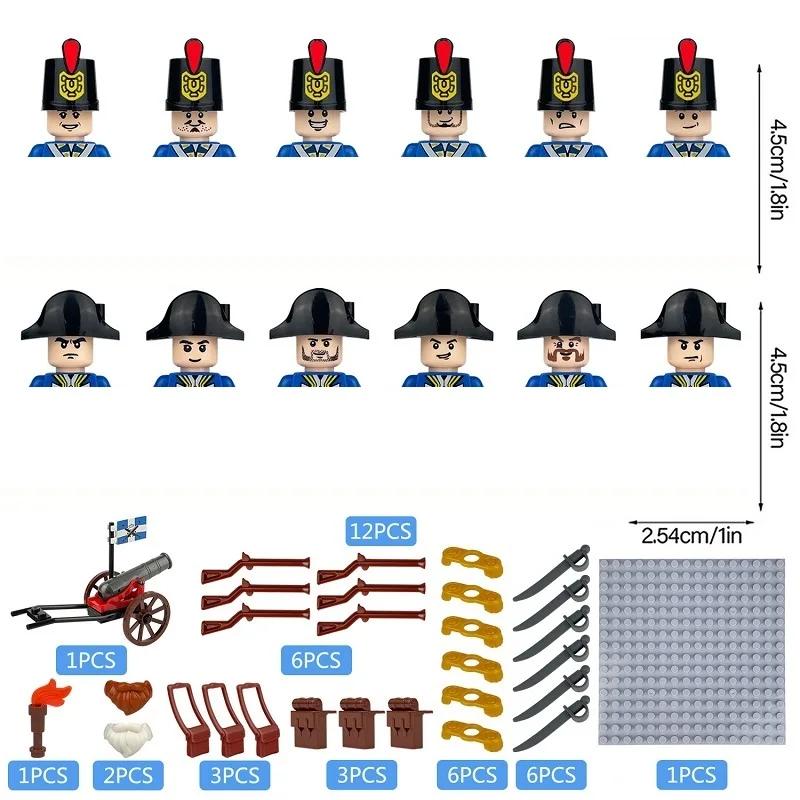 Napoleonic wars, military soldiers, World War II and 12PCS mini action figures, French and British flintlock weapons and toys.