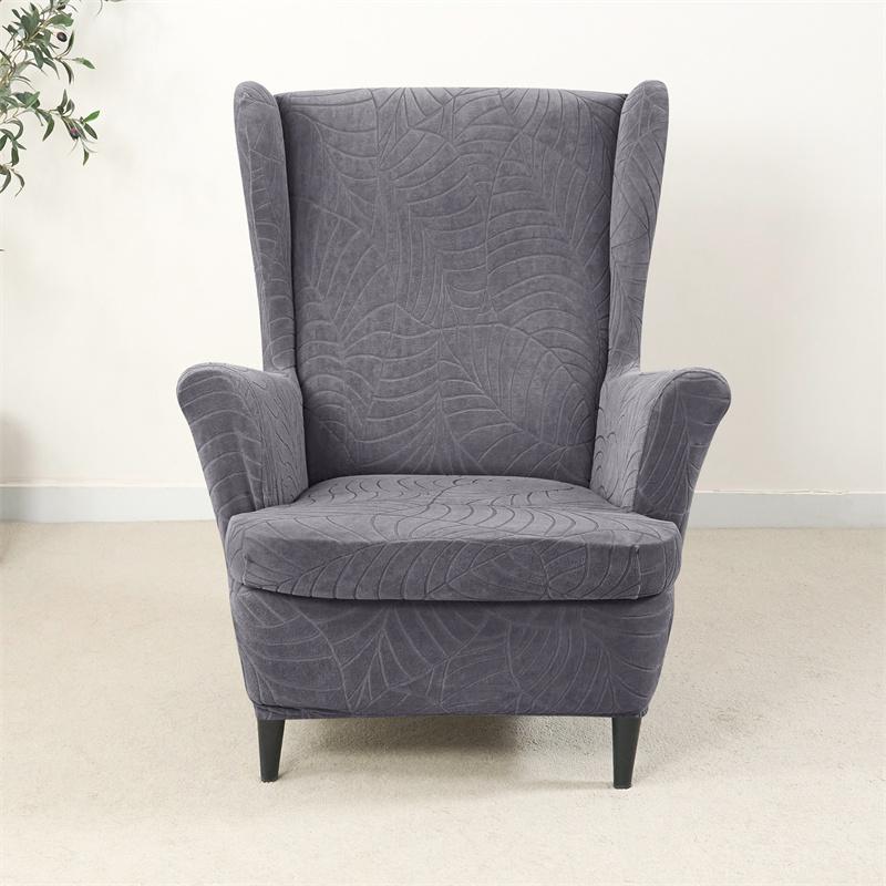 3pcs/set Solid Color Elastic Wing Chair Covers Water Repellent Stretch Wingback Chairs Protector Covers with Ottoman Cover