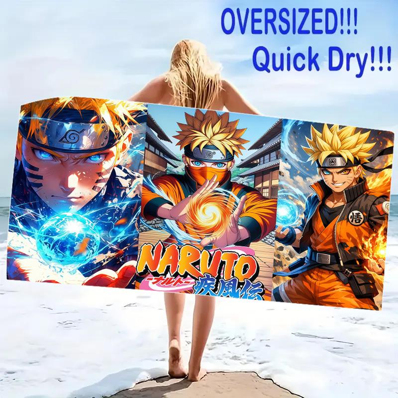 Anime Uzumaki Naruto Print Beach Towel, Large Soft Quick Dry Towel for Beach Camping Swimming