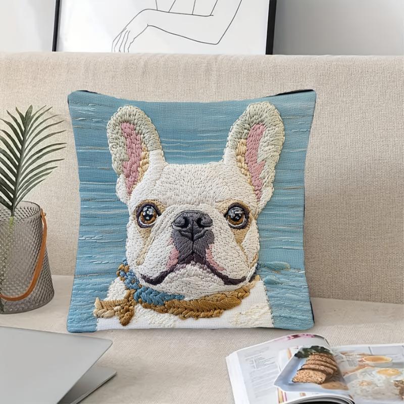 French Bulldog Cushion Covers Chair Living Room Pillowcase Cozy Zipper Sofa Pillow Covers Animal Bedroom Indoor Home Decor