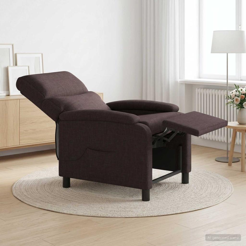 Massage Relax Chair Dark Brown Fabric