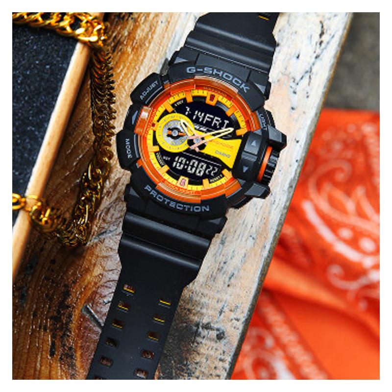 Casio G-SHOCK series hard-hitting theme multi-functional sports classic fashion trend quartz movement resin strap Japanese and Korean GA-400BY-1APR