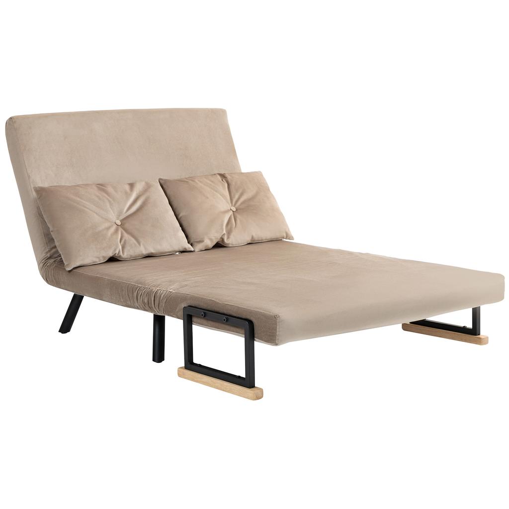 Sleeper Chair, Guest Bed, Wood Armrests, Metal Frame, Up To 120 Kg, 102x73x81cm, Light Brown