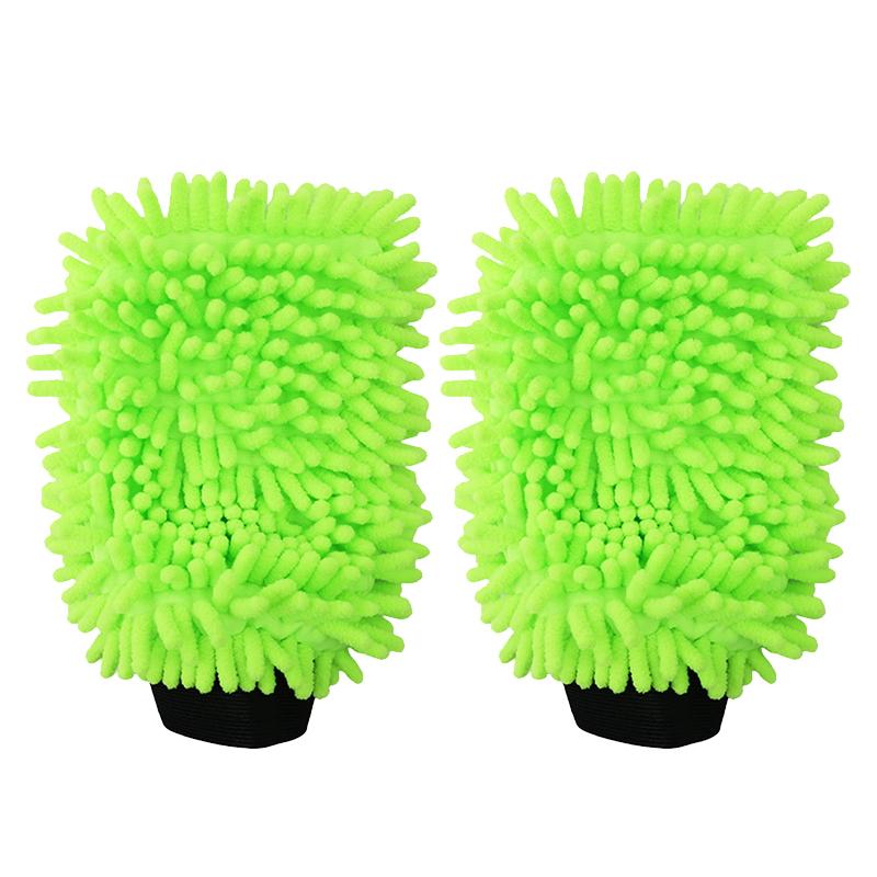High Density Microfiber Car Wash Mitt Chenille Cleaning Glove Scratch Free Auto Detailing Sponge Washing Rag Care Accessories 2pcs
