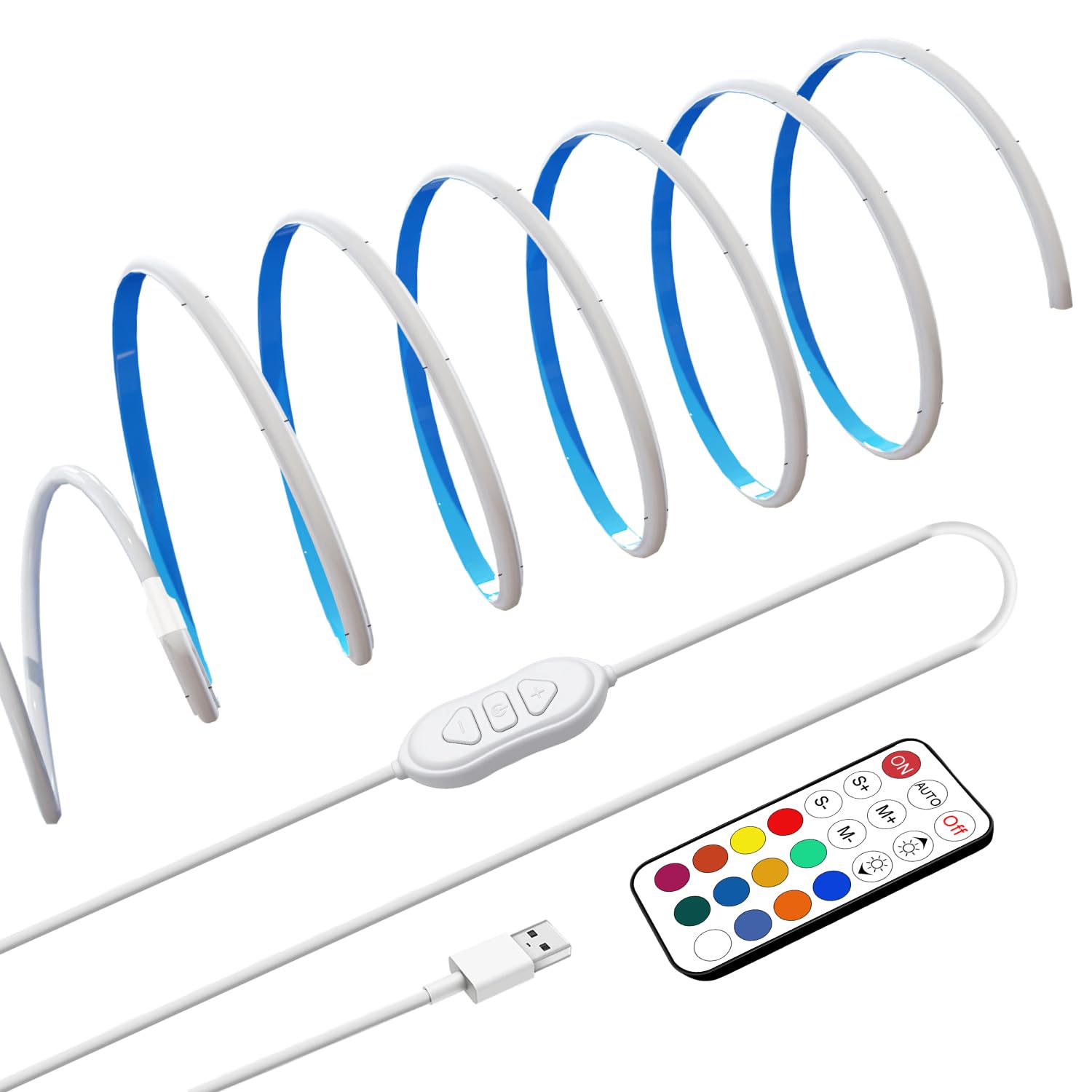 

LEKE LED Bar Light COB USB Kitchen Flexible Tape Light with Remote 30cm Flowing Rainbow Multiple Easy Installation with No Wiring or Tape for and