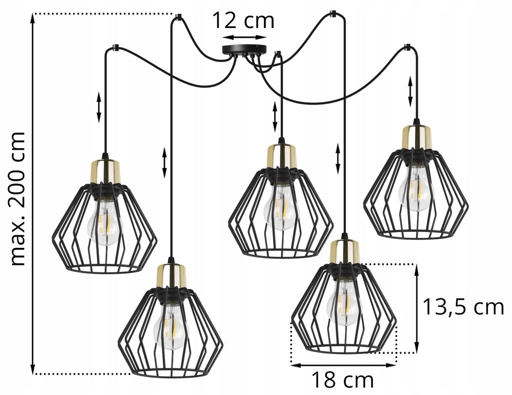 Hanging Lamp, Ceiling Chandelier, Wire Shade, Led