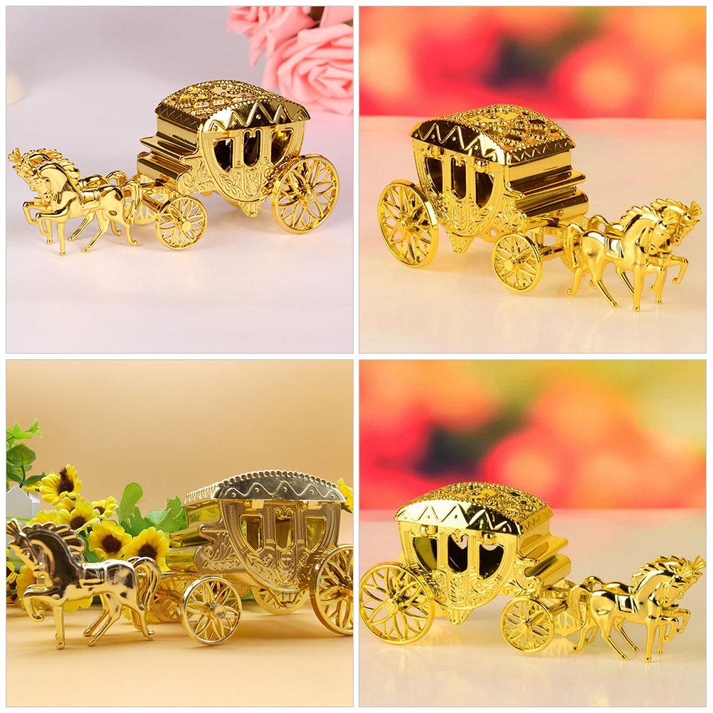 Exquisite Candy Packaging Boxes Golden Cart Shape Wedding Candy Boxes