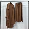 Plus Size Solid Color Dubai Dress & Skirt Set for Muslim Women - Loose Wide Hem