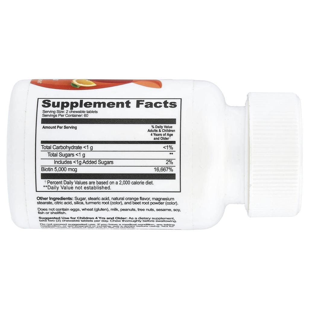 VitaWorks, Children's, Biotin, Orange, Chewable, 120 Tablets