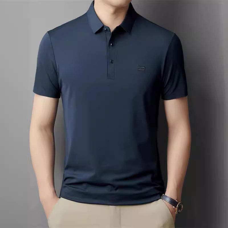 Summer New T-shirt Men's Business Casual Polo Shirt Short Sleeve Solid Color Polo Collar Versatile Young and Middle-Aged Temperament Top