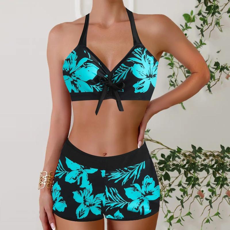 New bikini swimsuit women s split high waist printed swimsuit high waist S