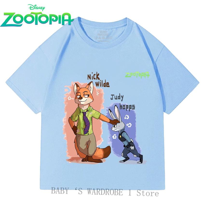 

Бавовняні футболки з коротким рукавом Disney Zootopia для хлопчиків та дівчаток 3-12 років з мультяшними принтами, милі, модні 150