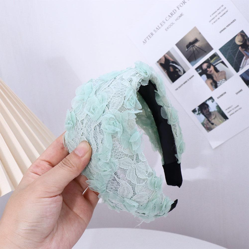 Non-slip Wide Hair Hoop Spring Mesh Flower Headband Lace Headband Korean Hairbands Women Hair Hoop