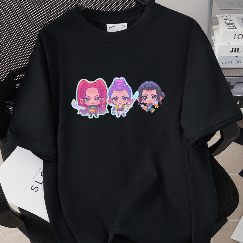 KPop Demon Hunters Huntrix Trykk Herre T-skjorte Sommer Bomull Kort Ermet T-skjorte for Dame O-hals Dame T-skjorte Streetwear Topper