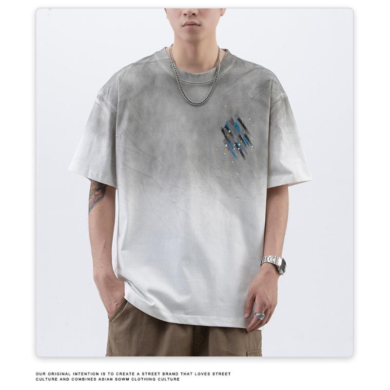 

Летняя американская трикотажная футболка мужская с коротким рукавом, свободного кроя, с принтом, высокой плотности 3XL белый