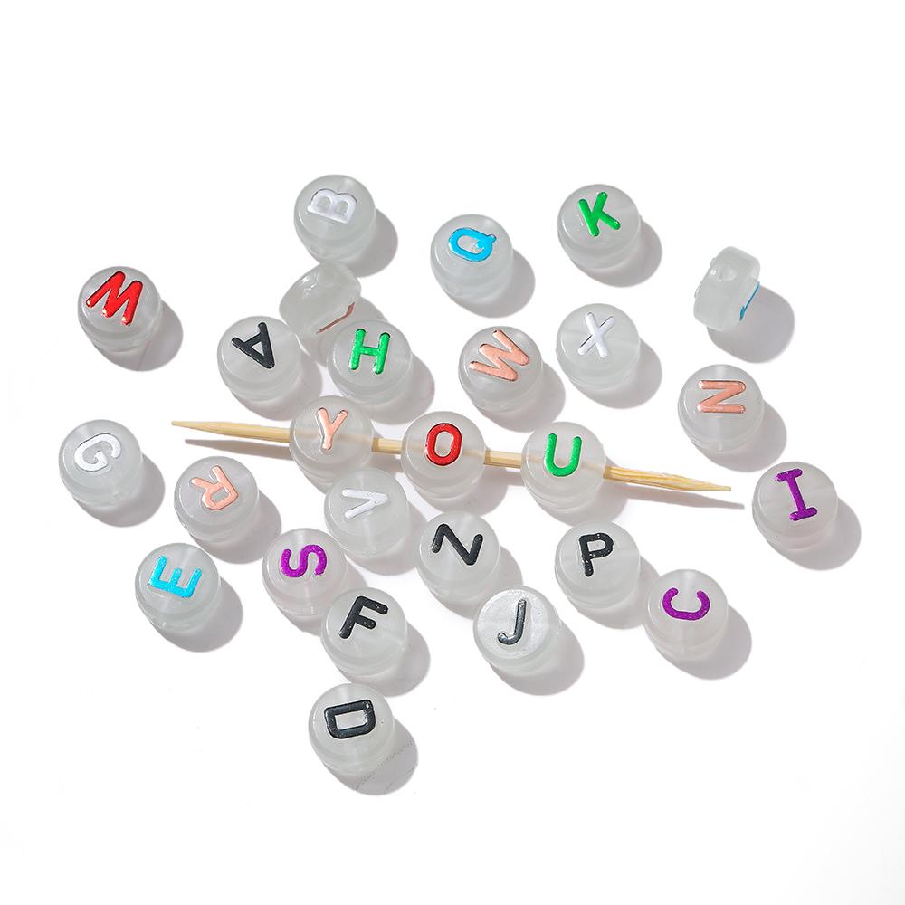 30pcs 6*10mm Mixed Acrylic Letter Beads Round Spacer Loose Beads for DIY Necklace Bracelet Earring Jewelry Making Accessories