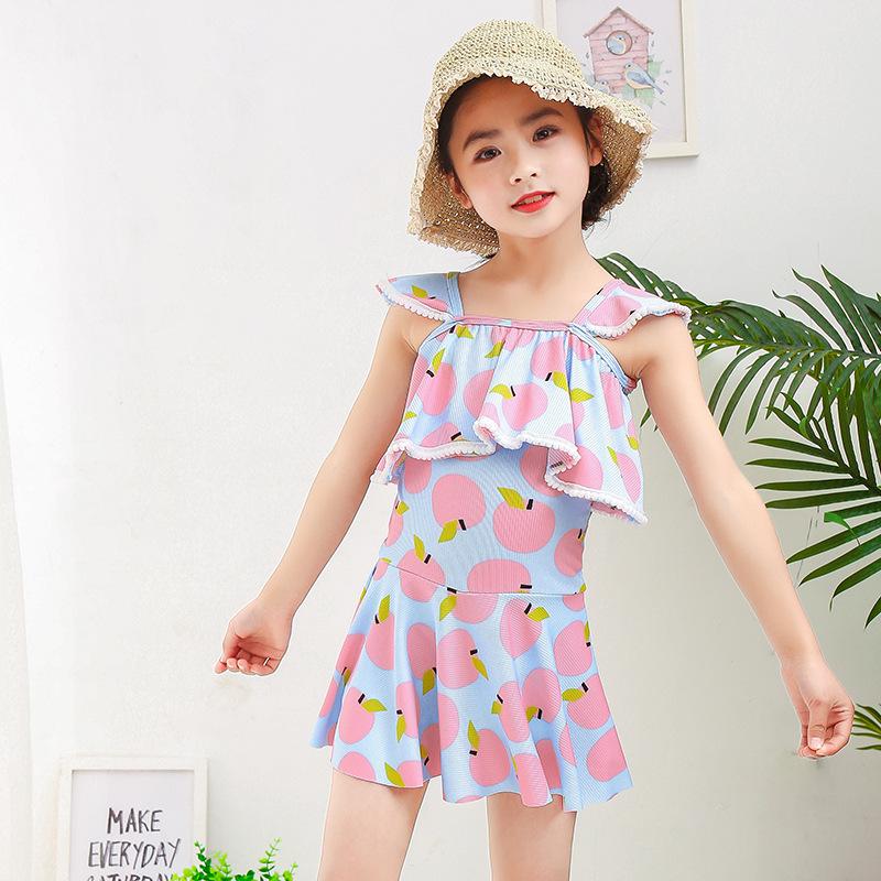 Mädchen-Badeanzug für mittlere und große Kinder, siamesischer süßer Badeanzug, Prinzessinnenrock, Badeanzug für kleine Mädchen