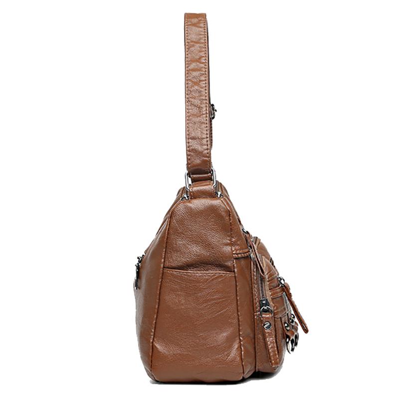 Přeshraniční módní a lehká kabelka pro ženy středního věku s velkou kapacitou, vícevrstvá kabelka přes rameno z měkké kůže s texturou