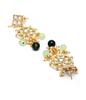 Women Gold Plated Square Shape Womens Green Beads Choker Necklace Set