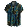 Men's Short Sleeved Shirt, Daily Fashion Printed Button Top, Chest Pocket Cardigan