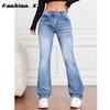 Women's Long Casual Denim Trousers Women's Stretch Jeans Straight Legs