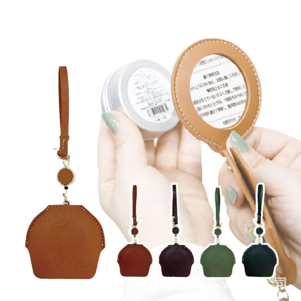 Extendable Reading Magnifying Glass Easy-pull Buckle PU Leather Key Chain  Seniors