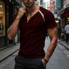 Men Casual Three Button Short Sleeve Henley Shirt Trim Raglan Crewneck Lightweight Summer Top