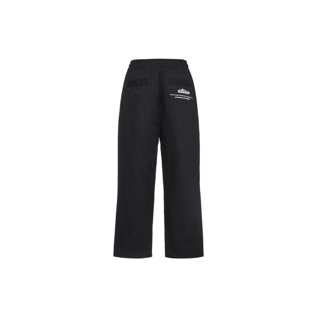 Li-Ning X Universal Pictures Back To The Future Co-Branded Collection Letter Print Straight Loose Casual Pants Men Bottoms Black AKXR511-2