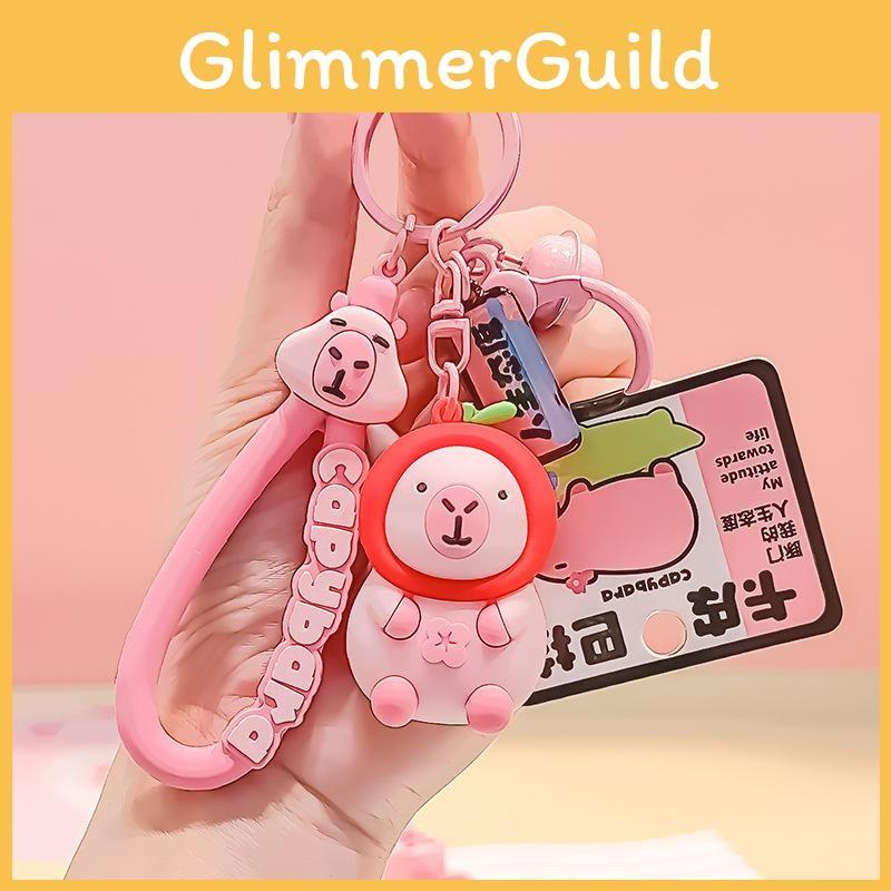 Capybara Pink Costume Resin Keyring Cartoon Pendant For Kids And Animal Fans