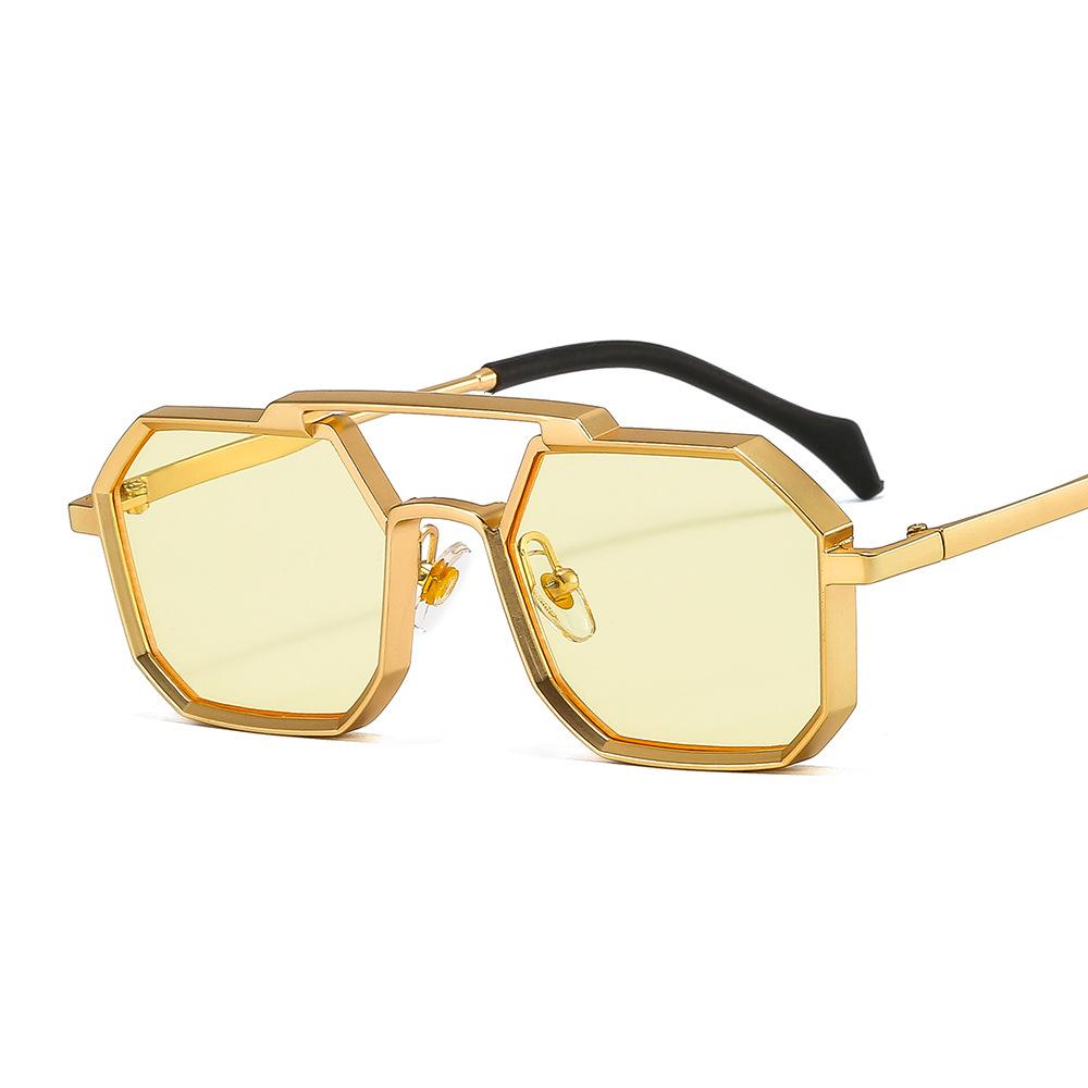 

Latest Double Beam Metal Big Frame Sunglasses Stylish Women Men Sun Glasses Black Brown Mirror Eye Wear UV400 Protection Glasses 1PC