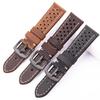 Genuine Cow Leather Watch Strap Bracelet Women Men Breathable Watchband 4 Colors 20mm 22mm 24mm Belt with Steel Pin Buckle