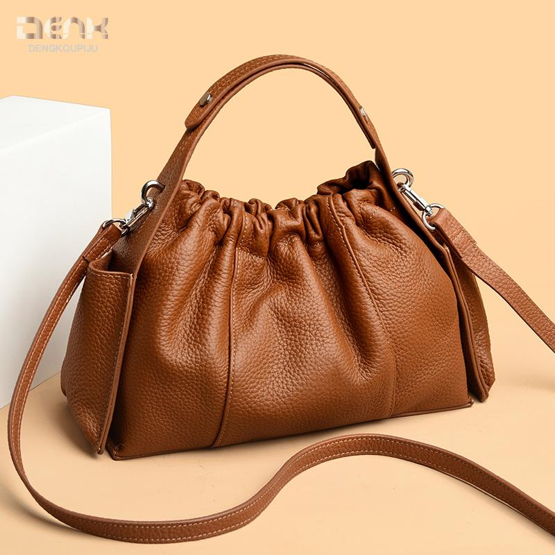 

Женская сумка из натуральной кожи, плиссированная сумка, модная сумка высокого класса, сумка через плечо на одном плече, маленькая сумка из коровьей кожи