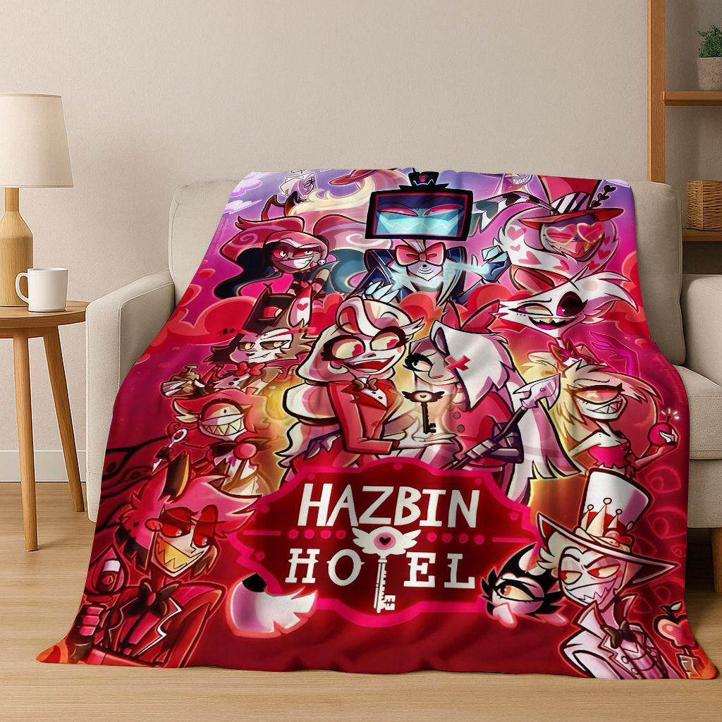 3D H-Helluva Boss Blitzo H-Hazbin Hotel Cartoon Flannel Blanket,Cozy Soft Throw Blanket for Home Bedroom Bed Sofa Cover Gift Kid