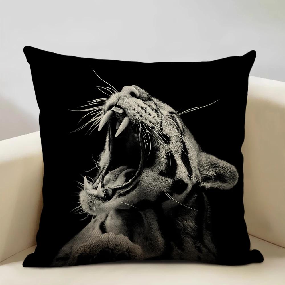 Animal Portrait Cushion Cover,Lion, Tiger, and Bear Patterns,Home Sofa Decorative Throw Pillow Case Perfect Children's Gift