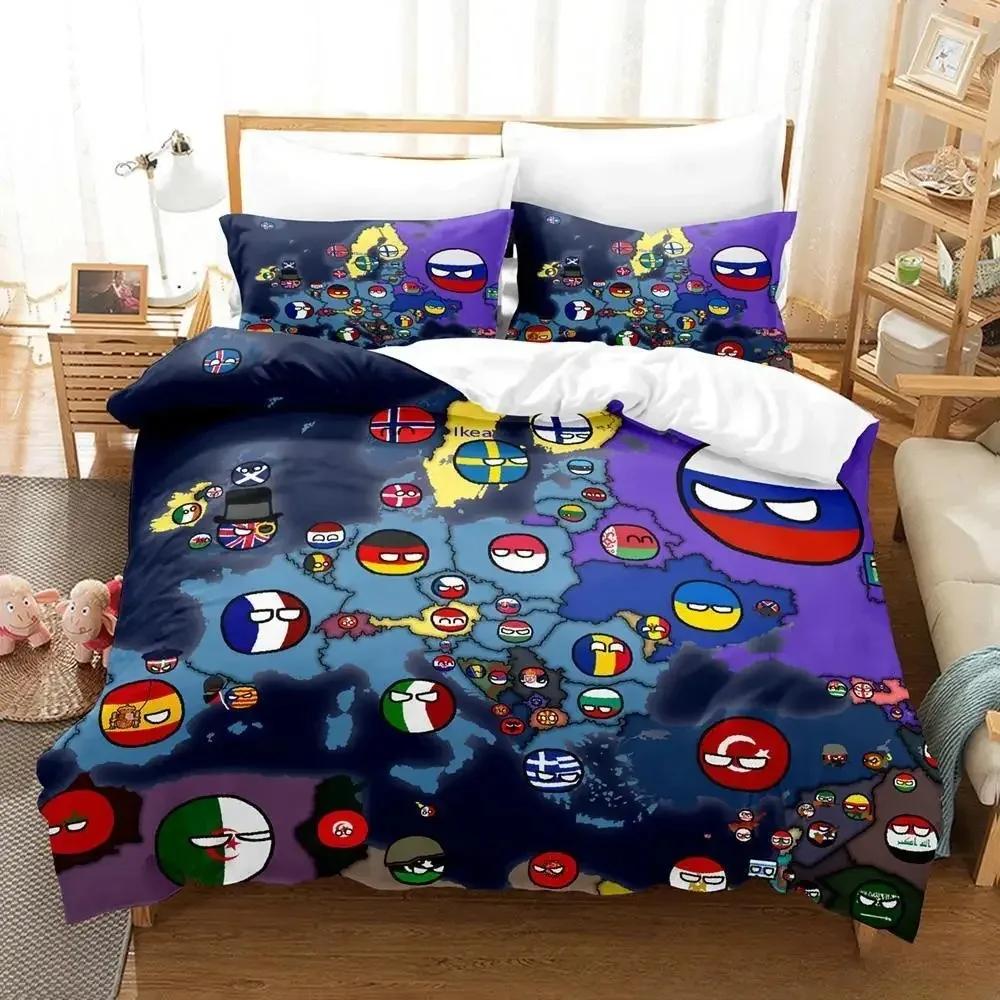 2024 New Countryball Polandballs Bedding Set Single Twin Full Queen King Size Bed Set Adult Kid Bedroom Duvet cover Sets Cartoon
