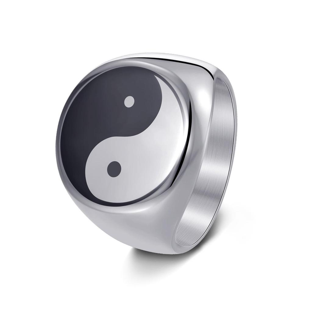 Cross-border National Ink Wash Bagua Men's Retro Ring Set