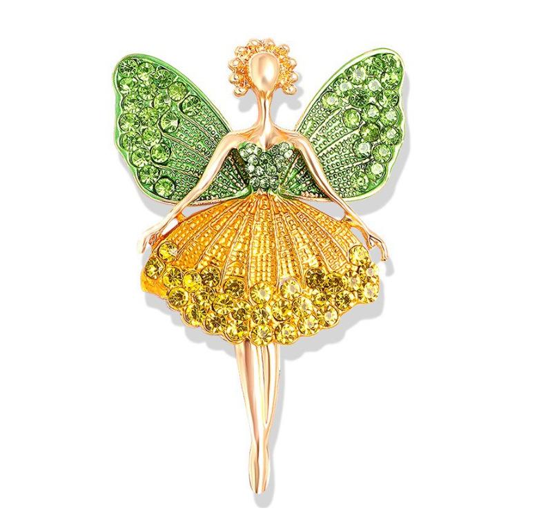 Ballet Girl Dance Angel Brooch Corsage for Women Personality Sweet Brooch Pin зелёный