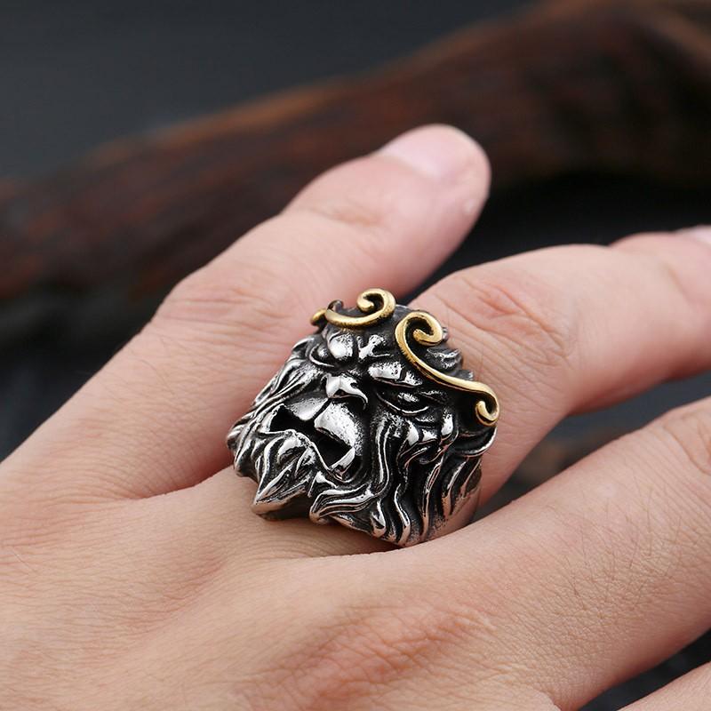 Retro Black Myth Wukong Ring For Men Punk Gothic  Large Adjustable Ring Journey To The West Monkey King Accessories Gift