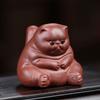 Small Cat Tea Pet Cute Animal Figurines Interesting Purple Clay Cat  Household